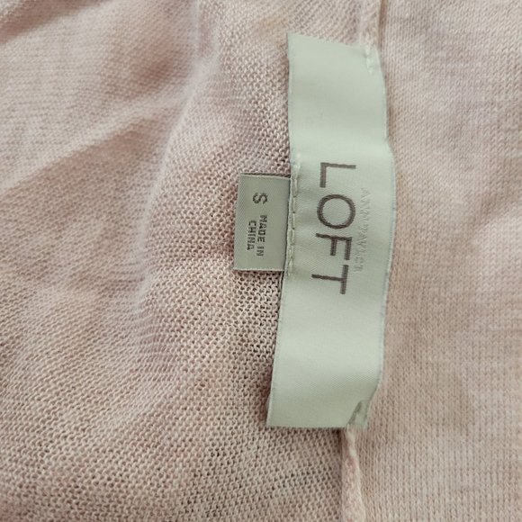 Loft Sheer Pink Rayon Open Front Cardigan - Picture 3 of 5